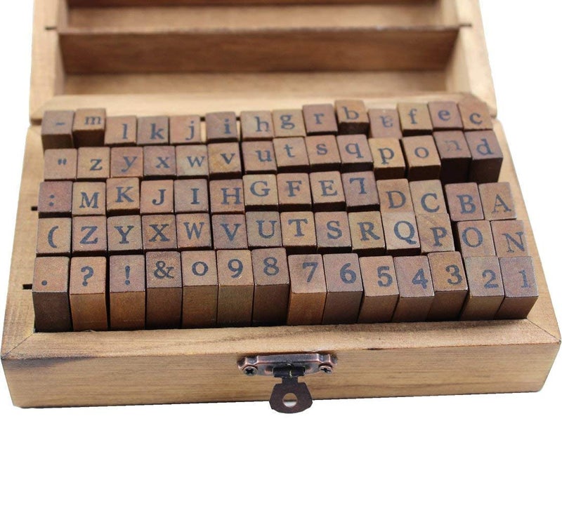 Estone 70pcs/set Wooden Box multipurpose Number Alphabet Letter Wood Rubber Stamp New - Image 4